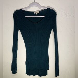 Women’s Cloud Chaser Teal Ribbed Knit Top Size XS